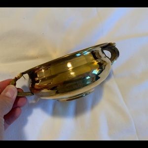 Small Copper varnished candy bowl with handles.new.